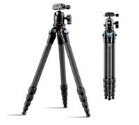 SIRUI Camera Tripod for Travel, Carbon Fibre Tripod for Camera AM-225+B-00K, 5-Section Compact Tripod with Ball Head and Quick Release Plate, Twist Lock Legs, DSLR, Camcorder, Smartphone, Max Load 6kg