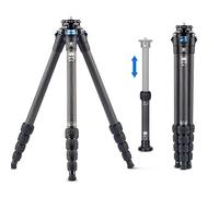 SIRUI Carbon Fibre Travel Tripod AM-225+SL-100, Portable Compact with Extendable Centre Column, Twist Lock, Spikes, for Camera, DSLR, Camcorder, Smartphone, Max Load 6kg