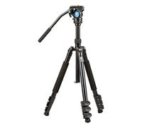 SIRUI ET-1004 Professional Aluminum Travel Tripod with VA-5 Fluid Video Head for Cameras, 4 Sections, Convertible Center Column, Flip Locks, QR Plate, Smooth Panning, 1400mm/55.1”, 3KG/6.6lbs Payload