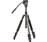 SIRUI ET-1204 Professional Carbon Fiber Travel Tripod with VA-5 Fluid Video Head, Convertible Center Column, Flip Locks, QR Plate, 4 Section, 1400mm/55.1” Max Height, 3KG/6.6lbs Payload