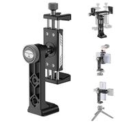 Sirui Metal Phone Tripod Mount with Base for Arca, 360° Tripod Holder for iPhone with 2 Cold Shoes, 1/4"& 3/8" Ports, Knob Controlled Smartphone Clamp Adapter, Attachment for Phone, AM-PH03