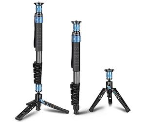 SIRUI P-325FL Camera Monopod for Photography, 170cm Carbon Fibre Camera Monopod with Removable Tripod Stand Base, Travel Hiking Walking Stick for DSLR, Video Camcorder, Max Load 10kg