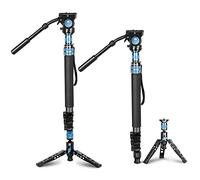 SIRUI P-424FS Carbon Fiber Monopod with Camera Feet, 4 Sections Portable Professional Photography Monopod with VH-10 Fluid Video Head for Camcorder, Max Load 12kg