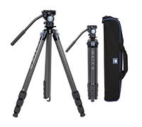 SIRUI Professional Carbon Fiber Tripod with 360°Fluid Video Head, 72” Video Camera Tripod with Triangular Center Column, Large Tube, Waterproof Leg Locks, Load 6.61lbs (ST-224+VA-5)