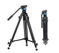 SIRUI SH05 Video Tripod with 360° Fluid Head, Professional Lightweight | Aluminum Tripod for DSLR Cameras Camcorder, with Twin Tube, Mid-Level Spreader, QR Plate, 55.1 inches, Max Load 13.2lbs