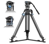SIRUI SQ75+VHS10 Carbon fibre Video Tripod, Fluid Head, Heavy Duty Tripod | Professional, 182cm, 7-Step Counterbalance, 4-Step Pan/Tilt Hydraulic Damping, Rapid Setup for Camera, Max Load 22lbs/10kg
