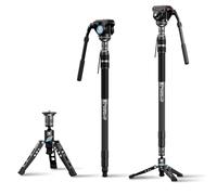 SIRUI SVM-165 Camera Monopod with Feet, 68.7" Professional Carbon Fiber Monopod with Fluid Video Head, One-Step Height Adjustment, Lightweight Travel Monopod for DSLR Camera, Modular, Max Load 22lbs