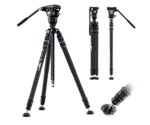 SIRUI SVS60 Carbon Fibre Tripod for Camera,68.5" Professional Compact Camera Tripod with S3 Fluid Head,Rapid One-Step Height Adjustment,Modular Monopod Design for DSLR,Camcorder,Max Load 6kg