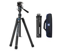 SIRUI Traveler Air-T Carbon fibre Travel Tripod, KV-10 Fluid Head, 61" | 8° Leveling Base, 11lbs Load, 360° Pan, ±90° Tilt, 2S Quick Release Leg, Reversible Column, Hiking, Vlogging