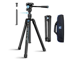 SIRUI Traveler X Carbon Fibre Tripod for Camera with Fluid Head AT-10 | 152cm Compact Lightweight Tripod for Camera, DSLR, Camcorder, Macro Shooting, Lightweight Design, Max Load 5kg
