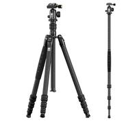 SIRUI Upgraded Carbon Fibre Tripod for Camera, 65" Portable Travel Tripod and Monopod with 360° Panoramic Ball Head, with Extendable Centre Column for DSLR, Camcorder, Max Load 8kg, AM-7C