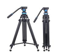 SIRUI Video Tripod with Fluid Head SH-15, Professional Aluminum Tripod for Cameras, Universal Platform and Handle, Mid-Level Spreader, Bubble Level, 61.06Inches/155cm, 22.0lbs/10KG Payload