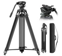 SIRUI Video Tripod with Quick Release Mechanism, Heavy Duty 75" Camera Tripod with 360° Fluid Head Compatible for DJI RS, for Manfrotto QR Plate for Camcorder, -65°/90°Tilt, Max Load 10kg, AVT-01