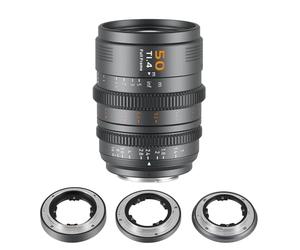 SIRUI VP-1 Vision Prime 1 T1.4 Full Frame Cine Lens, 50mm Manual Focus Cinema Lens with Pre-Installed E Mount, Interchangeable RF/Z/L Mounts, 1 Lens for 4 Mounts (Metal Gray, E/RF/Z/L Mounts)