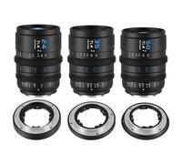 SIRUI VP-1 Vision Prime 1 T1.4 Full Frame Cine Lens Set, 24mm, 35mm, 50mm Manual Focus Cinema Lens with Pre-Installed E Mount, Interchangeable RF/Z/L Mounts, 1 Lens for 4 Mounts (Black)