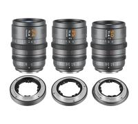 SIRUI VP-1 Vision Prime 1 T1.4 Full Frame Cine Lens Set, 24mm, 35mm, 50mm Manual Focus Cinema Lens with Pre-Installed E Mount, Interchangeable RF/Z/L Mounts, 1 Lens for 4 Mounts (Metal Gray)