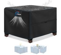 SIRUITON 150x150x74cm Cube Garden Furniture Cover, Rattan Cube Set Covers Waterproof, Heavy Duty 420D Oxford Fabric Patio Garden Table Cover with Air Vent, Square Black