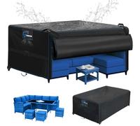 SIRUITON 185x122x74cm Garden Furniture Set Covers Waterproof,Flip-Open Zipper Design, Heavy Duty RipProof 500D Large Patio Furniture Cover & Patio Garden Table Cover Windproof, Anti-UV,Rectangular