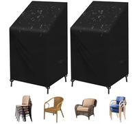 SIRUITON 2-Packs Garden Stacking Chair Cover, 420D Oxford Waterproof Breathable Reclining Pation Chair Cover-24 Months of use120x 65 x 65 / 80CM