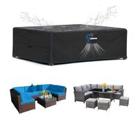 SIRUITON 270x180x89cm Garden Furniture Cover, Patio Garden Table Cover with Air Vent Waterproof, Windproof, Anti-UV, Heavy Duty 420D Oxford Fabric, Rectangular Black