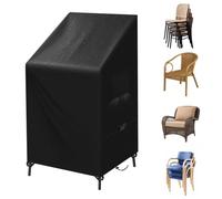 SIRUITON Garden Chair Cover Stackable Chair Cover Waterproof Sturdy Oxford Fabric 420D Black 120 x 65 x 65/80 cm