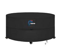 SIRUITON Garden Table Cover with Ventilation Grills, Heavy Duty 420D Oxford Fabric, Waterproof, Windproof, Anti-UV, Protective Cover for Living Room, Outdoor Furniture, Round (Ø190 x 80) - Black