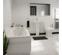 Sirus Straight Bath Bathroom Suite | White | ABS Polished Chrome | 1700mm
