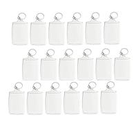 Sirxlevcy 100Pcs Photo Keychain Rectangle Transparent Blank Acrylic Insert Photo Picture Frame Keyring Key Holder DIY Split Ring