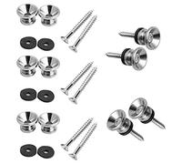 Sirxlevcy 10Pcs Metal Strap Buttons End Pins with Mounting Screws for Electric Acoustic Guitar,Ukulele
