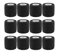 Sirxlevcy 12 Pcs Black Elastic Self-Adhesive Bandage 5 cm Sports Fixed Elastic Bandage for Sports Injuries and Pet Treatment