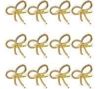 Sirxlevcy 12 Pcs Simple Golden Napkin Ring Butterfly Bow Tie Napkin Buckle Hotel Restaurant Mouth Cloth Ring Metal Napkin Ring
