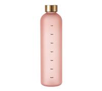 Sirxlevcy 1L Water Bottle with Time Marker 32 OZ Motivational Reusable Fitness Sports Leakproof Frosted Plastic Bottle Pink