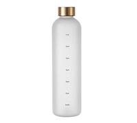 Sirxlevcy 1L Water Bottle with Time Marker 32 OZ Motivational Reusable Fitness Sports Leakproof Frosted Plastic Bottle White
