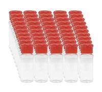 Sirxlevcy 1Set of 50 Empty Plastic Spice Bottles for Storing Barbecue Seasoning Salt Pepper Etc. 100Ml / 3.3Oz, Red
