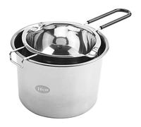 Sirxlevcy 2-Pack Stainless Steel Double Boiler, Heat- Handle for Chocolate, Butter, Cheese, Caramel and Candy- Steel Melting Pot, 2 Cup Capacity, Universal Pad