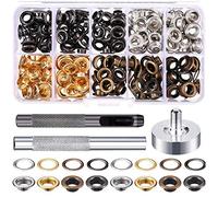 Sirxlevcy 200 Set 6 mm Metal Grommets Eyelets Kit with a Base and Punch Hole Tool and Installation Tool Repair with Plastic Box