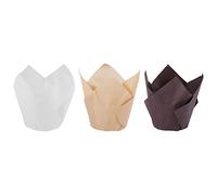 Sirxlevcy 200Pcs Tulip Cupcake Baking Cups, Muffin Baking Liners Holders, Rustic Cupcake, Brown, White and Nature Color