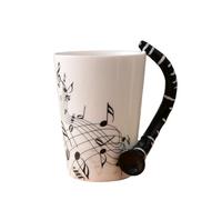 Sirxlevcy 240Ml Music Ceramic Mug Cute Coffee Tea Milk Stave Mugs and Cups with Handle Novelty Gifts Clarinet