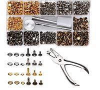 Sirxlevcy 240Pcs/Set Leather Rivets Double Cap Rivet with 4Pcs Fixing Tools for Leather Coat Jacket Jeans Bag