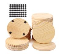 Sirxlevcy 25 Pack Unfinished Wood Coasters, 4 Inch Blank Wooden Coasters Crafts Coasters with Non-Slip Silicon Dots Round Wood Color