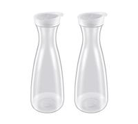 Sirxlevcy 2Pcs 1.6L Plastic Water Carafes with White Flip Tab Lids- Food Grade & Recyclable Shatterproof Pitchers - Juice Jar