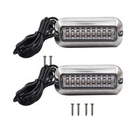 Sirxlevcy 2Pcs 27 Blue LED Stainless Lights Underwater Pontoon for Marine Boat Transom