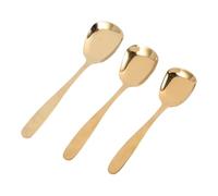 Sirxlevcy 3 Pcs/Set Stainless Steel Flat Spoons Chinese Silver Soup Coffee Tea Dinner Gold Spoon Sets Kitchen Accessories-Gold