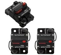 Sirxlevcy 3 Piece 100 Amp Car Stereo Audio Circuit Breaker Fuses DC12-48V Manual Reset Push Button Switch Fuses