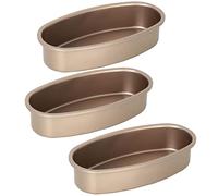Sirxlevcy 3 Pieces Non Stick Oval Shape Cake Pan Cheesecake Loaf Bread Mold Baking Tray for Oven and Baking
