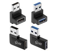 Sirxlevcy 4 Pack USB 3.0 Adapter Vertical Up and Down Angle, Horizontal Left and Right Angle USB Male to Female Extender Connector Easy Install Easy to Use