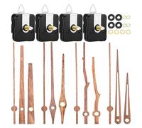 Sirxlevcy 4 Pcs Quartz Clock Movement Mechanism Parts with 4 Types of Walnut Wood Clock Hands Clock Accessories for Clock Repair