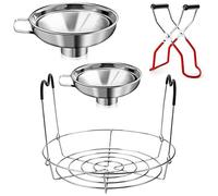 Sirxlevcy 4 Pieces Canning Kit, 1PC Canning Rack+ 1PC Canning Jar Lifter Tong+ 2PC Canning Funnels, Canning Supplies Canning