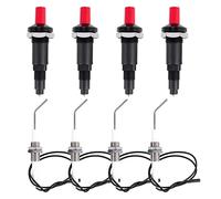 Sirxlevcy 4 Pieces Propane Push-Type Piezo Igniter Kit with Threaded Ceramic Electrode Ignition Plug Wire 30 cm for Gas Grill