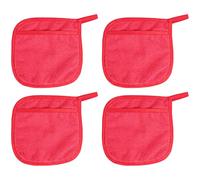 Sirxlevcy 4Pcs Pot Mat Cotton Cloth Pot Holders Looped Gloves Terry Pot Kitchen Holders Cushion Pocket Tool Potholder Gloves Red
